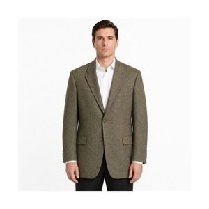 Brooks Brothers 346 Mens 44L Herringbone Blazer Sport Coat Olive Brown 20120027